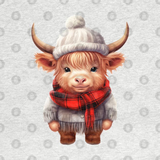 Christmas Baby Highland Cow #3 by Chromatic Fusion Studio